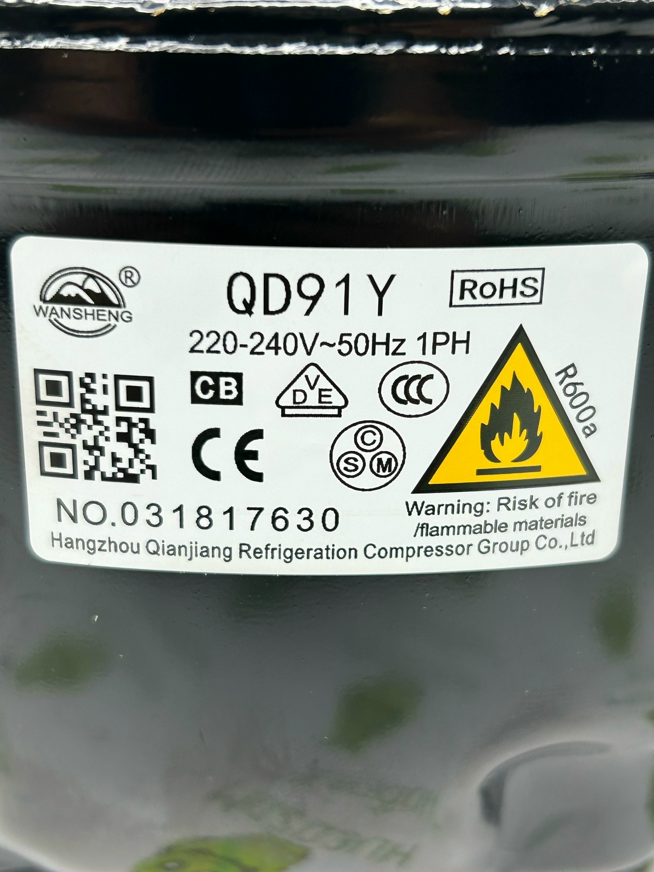 Компрессор Wansheng QD91Y 155W/-23,3°C R-600 — изображение 2